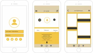 Whitei Phone Mockup App Screens PNG image