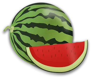 Whole Watermelonand Slice Graphic PNG image