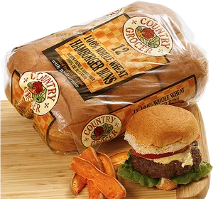 Whole Wheat Hamburger Bunsand Burger PNG image