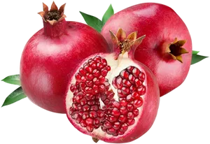 Wholeand Half Pomegranate PNG image