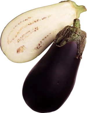 Wholeand Halved Eggplant PNG image