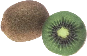 Wholeand Halved Kiwi Fruit PNG image