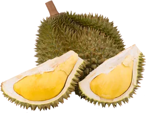 Wholeand Sliced Durian Fruit PNG image