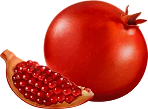 Wholeand Sliced Pomegranate