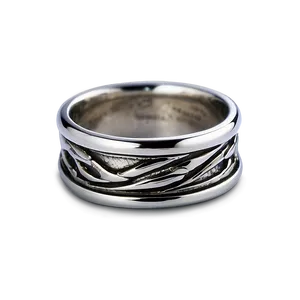 Wide Band Silver Rings PNG 06122024