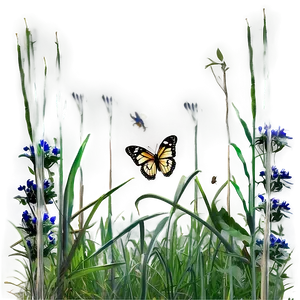 Wild Grass And Butterflies PNG 86