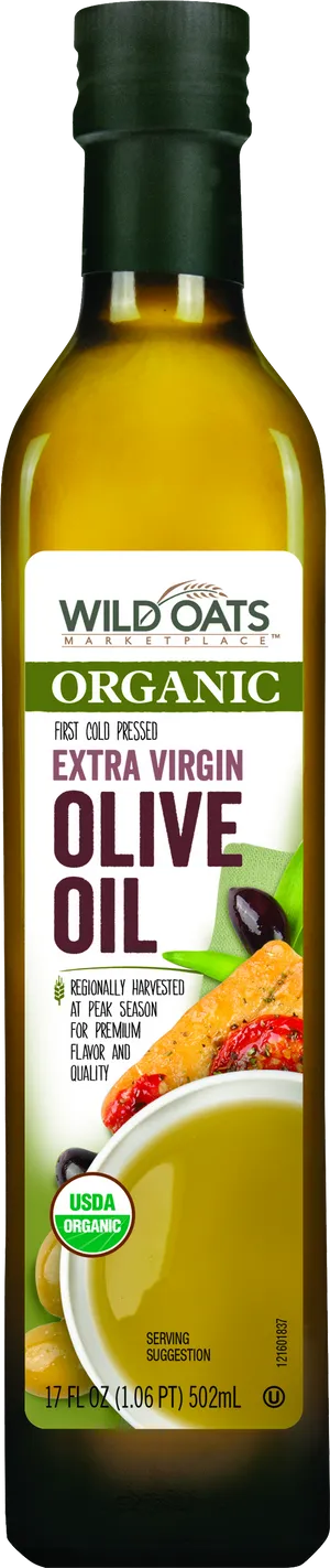 Wild Oats Organic Extra Virgin Olive Oil Bottle PNG image