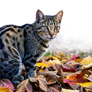 Wildcat In Autumn Leaves PNG Xvu