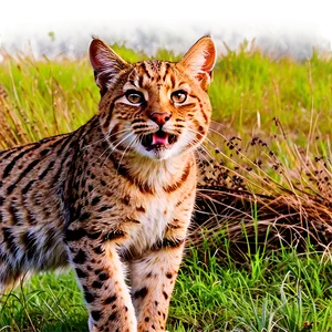 Wildcat In Grassland PNG Dub5 PNG