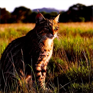 Wildcat In Grassland PNG Pjn6
