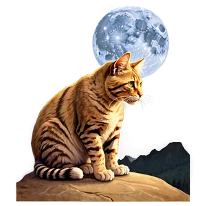 Wildcat In Moonlight PNG Oie