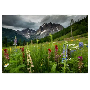 Wildflowers And Mountains PNG 06202024