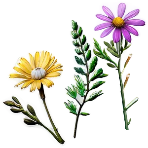 Wildflowers And Mountains PNG Ink13 PNG
