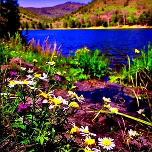 Wildflowers By The Lake PNG 2