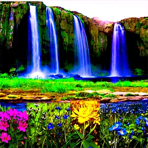 Wildflowers By Waterfall PNG 06202024