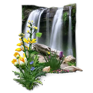 Wildflowers By Waterfall PNG Xyx93