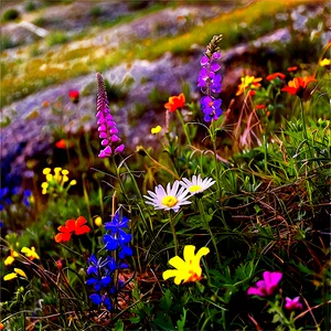 Wildflowers On Hillside Png 72 PNG image