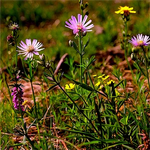 Wildflowers On Hillside PNG Qme