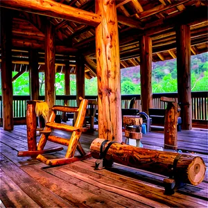 Wildlife Around Log Cabin PNG 1 PNG