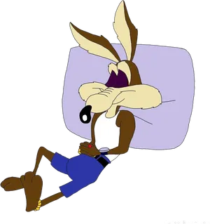Wile E Coyote Relaxingon Pillow PNG image