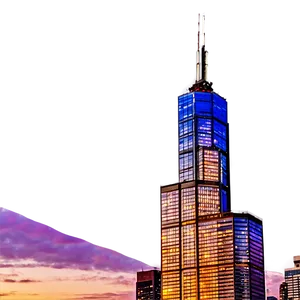 Willis Tower Vibrant Sunset Png Jds72 PNG image