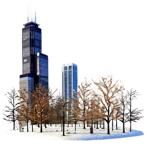 Willis Tower Winter Scene Png 06252024 PNG image