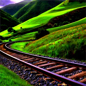 Winding Railroad Tracks Through Hills PNG Mrk6 PNG