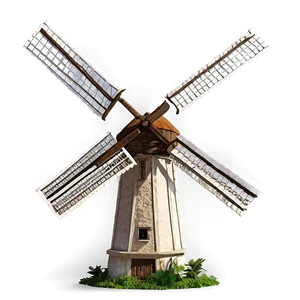 Windmill In Lush Greenery Png 05242024 PNG image