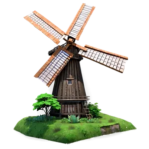 Windmill In Lush Greenery Png Cuk95 PNG image