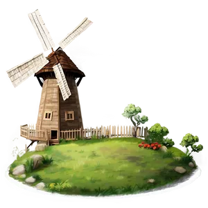 Windmill In Vintage Style Png Fjt PNG image