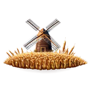 Windmill With Wheat Field Png Hew96 PNG image