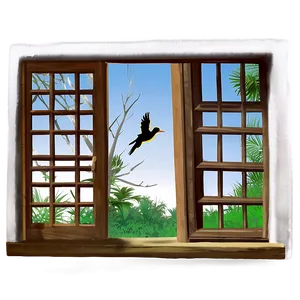 Window With Birds Flying PNG Ivl