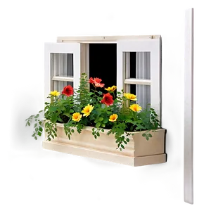 Window With Flower Box PNG 30