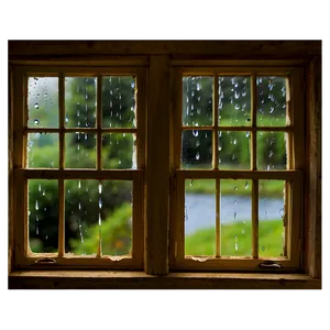 Window With Raindrops PNG Hta48