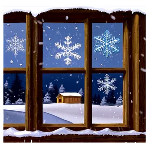 Window With Snowflakes PNG Hjx81