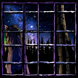 Window With Stary Night PNG Vwk19