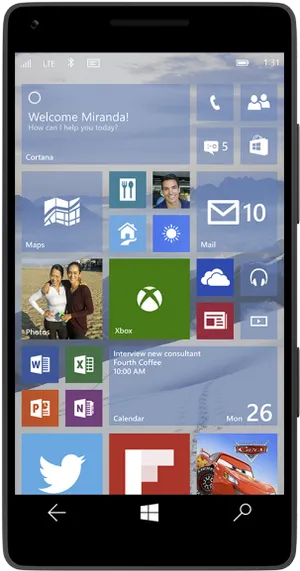 Windows Phone Home Screen Display PNG image