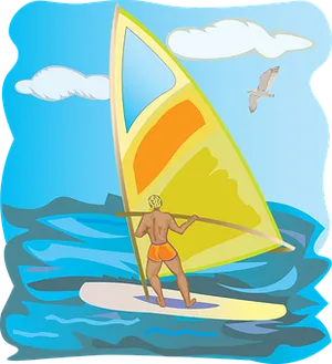 Windsurfing Adventure Illustration PNG image