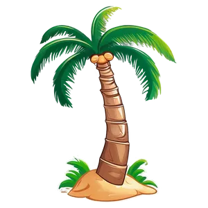 Windy Cartoon Palm Tree PNG 06212024