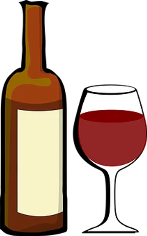 Wine Bottleand Glass Vector PNG image