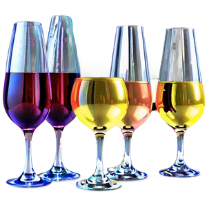Wine Glasses With Colored Base PNG 06212024