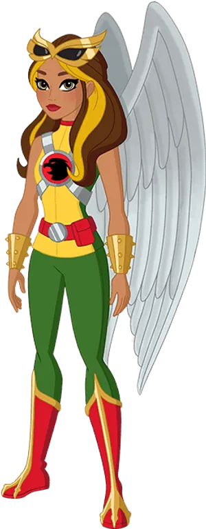 Winged Female Hero Illustration PNG image