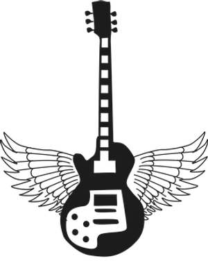 Winged Guitar Silhouette