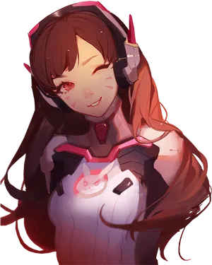 Winking Anime Girlwith Headphones