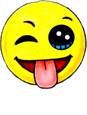 Winking Face With Tongue Out Emoji Art PNG image