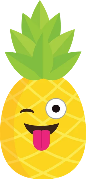 Winking Pineapple Cartoon Graphic PNG image