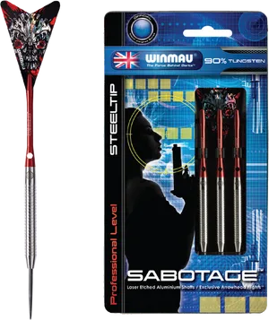 Winmau Sabotage Steel Tip Darts Packaging PNG