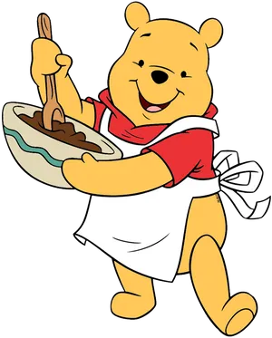 Winniethe Pooh Mixing Honey PNG