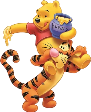 Winniethe Poohand Tigger Honey Fun PNG