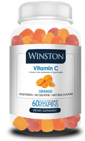 Winston Vitamin C Gummy Supplement Bottle PNG image